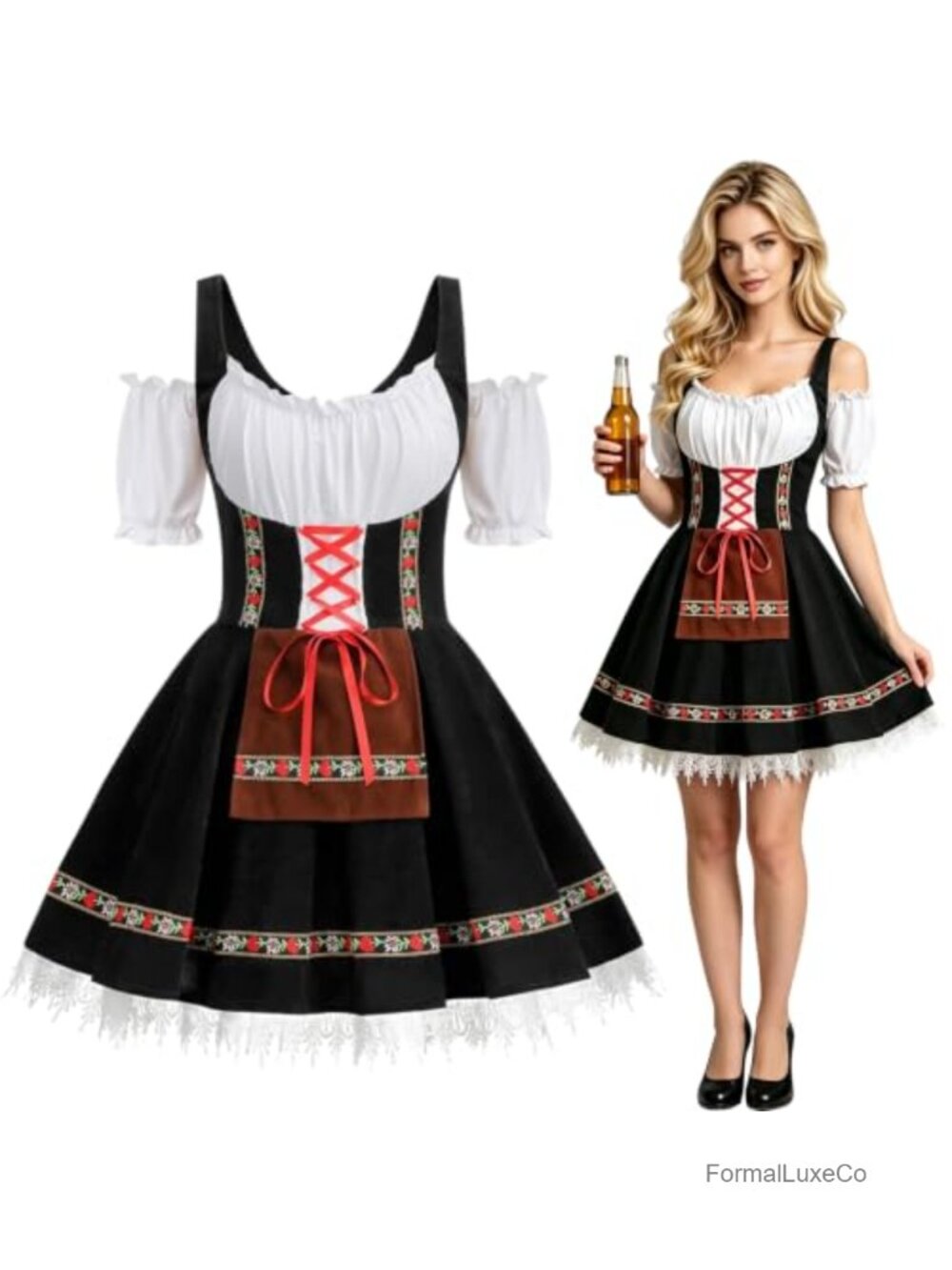 Women's Oktoberfest Costume Adult Bavarian German Velvet Dress Halloween